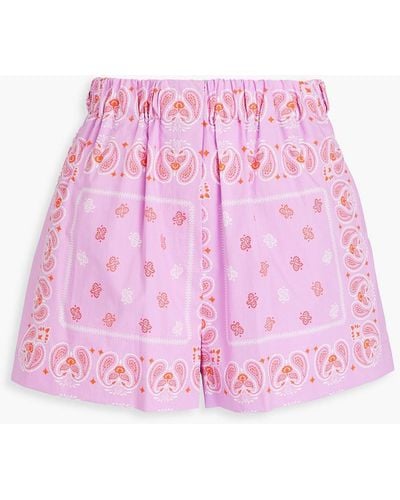 Maje Paisley-print Cotton Shorts - Pink