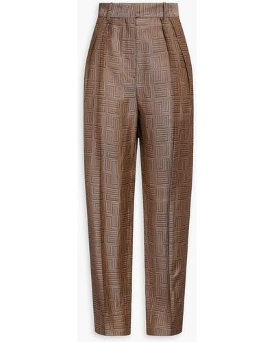 Sandro Pleated Jacquard Tapered Pants - Brown