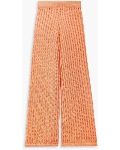 Solid & Striped Leila Open-knit Wide-leg Trousers - Orange