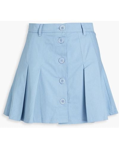 RED Valentino Pleated Stretch Cotton-twill Mini Skirt - Blue