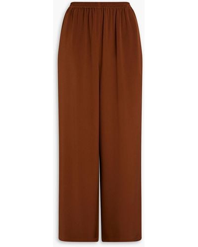 Eskandar Silk-twill Wide-leg Pants - Brown