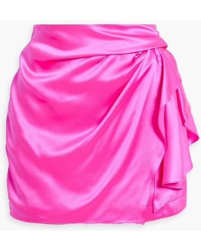 Michelle Mason Wrap-effect Draped Silk-satin Mini Skirt - Pink