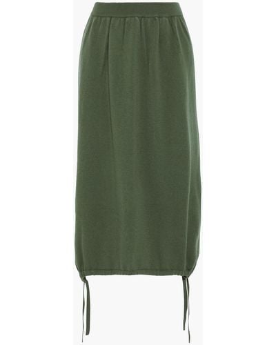 Tibi Tie-detailed Cashmere Midi Skirt - Green