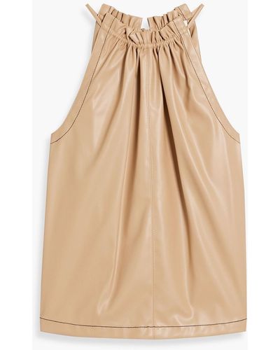 3.1 Phillip Lim Gathered Faux Leather Top - Natural
