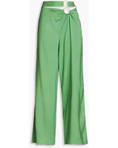 Cult Gaia Cutout Embellished Jersey Wide-leg Pants - Green