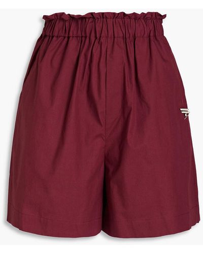 REMAIN Birger Christensen Camilia Appliquéd Organic Cotton-poplin Shorts - Red