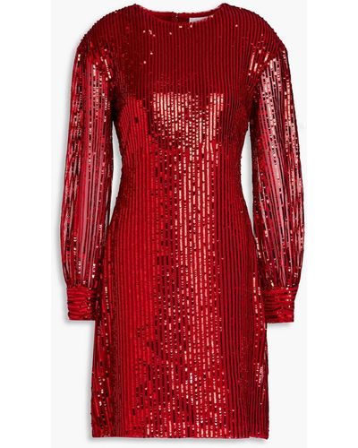 Raishma Sequined Tulle Dress - Red