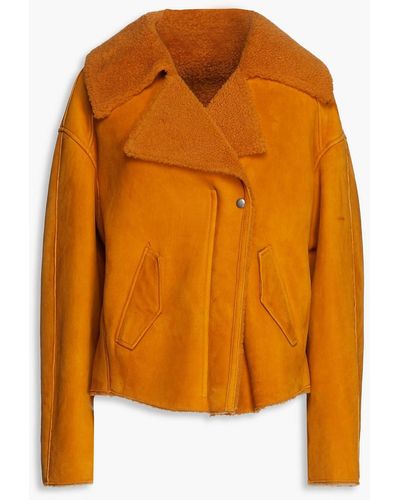 Yves Salomon Shearling Biker Jacket - Orange