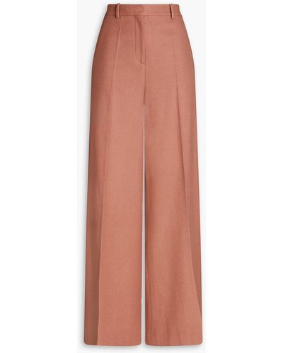 JOSEPH Alana Wool, Tm And Cashmere-blend Flannel Wide-leg Pants - Pink