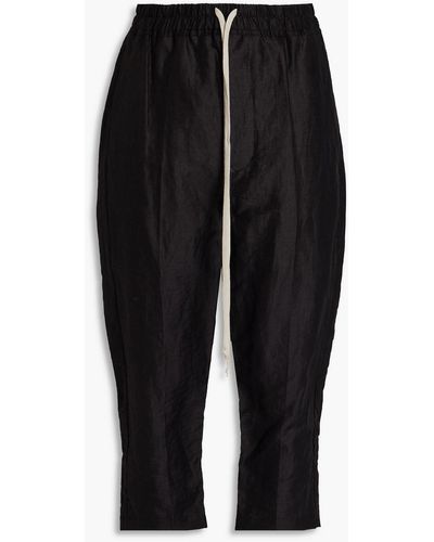 Rick Owens Cropped Linen-blend Ripstop Tapered Pants - Black