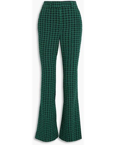 Rebecca Vallance Basinger Checked Cotton-blend Tweed Flared Trousers - Green