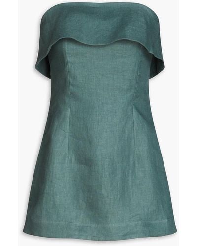 Bondi Born Elba Strapless Linen-twill Mini Dress - Green