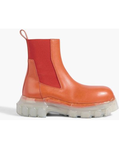 Rick Owens Leather exaggerated Sole Chelsea Boots - Red