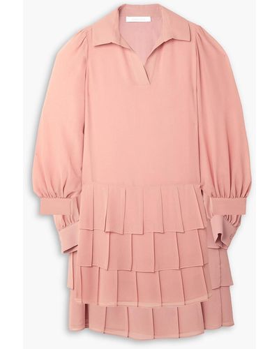 See By Chloé Pleated Georgette Midi Dress - Pink