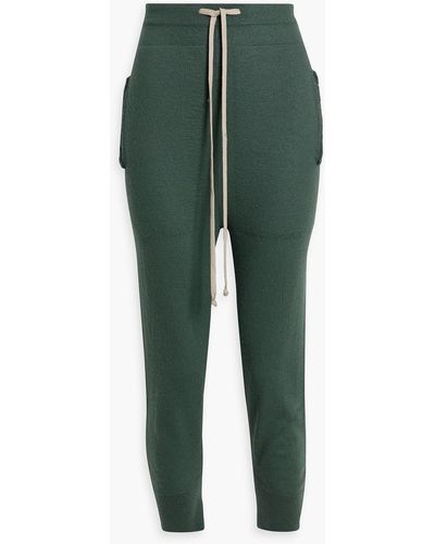 Rick Owens Cropped Brushed Cashmere Track Pants - Green