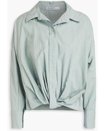 Stateside Hemd aus baumwollpopeline mit twist-detail an der vorderseite - Blau