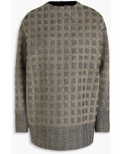 Valentino Garavani Embellished Checked Wool-blend Tunic - Grey