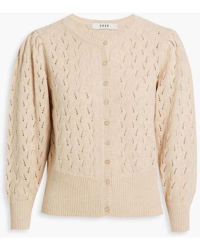 Joie Wilsale Pointelle-knit Cotton And Linen-blend Cardigan - Natural