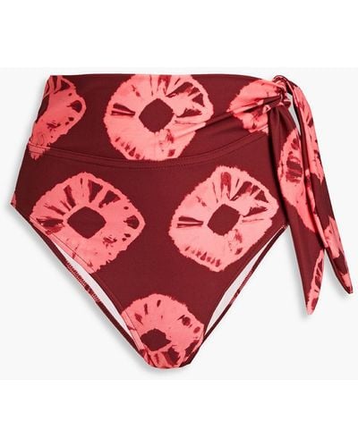 Zimmermann Tie-dyed High-rise Bikini Briefs - Red