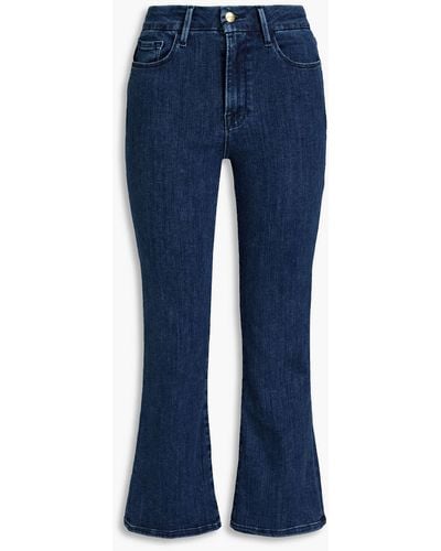 FRAME Kinley Cropped High-rise Kick-flare Jeans - Blue