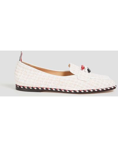 Thom Browne Bow-detailed Tweed Loafers - White