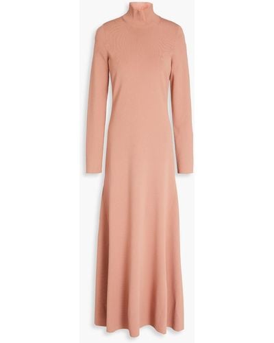 Victoria Beckham Cutout Stretch-knit Turtleneck Maxi Dress - Pink