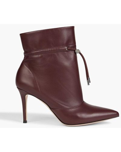 Gianvito Rossi Avery Tie-detailed Leather Ankle Boots - Purple