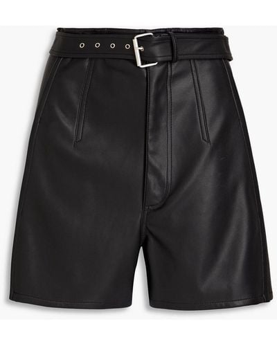 Philosophy Di Lorenzo Serafini Belted Embroidered Faux Leather Shorts - Black