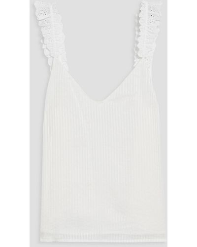 Cami NYC Rudy Broderie Anglaise-trimmed Cotton And Silk-blend Jacquard Top - White