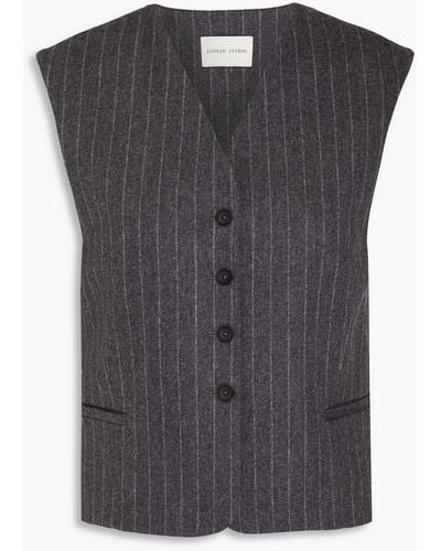 Loulou Studio Pinstriped Wool-blend Vest - Black