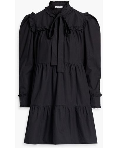 BATSHEVA Mina Ruffled Tiered Cotton-poplin Mini Dress - Black