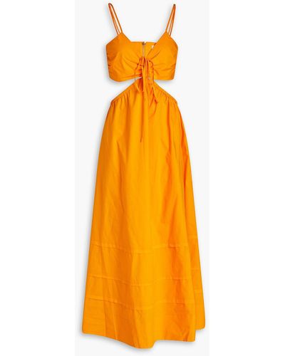 Nicholas Baylee Cutout Cotton-poplin Midi Dress - Orange