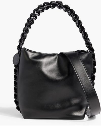 Stella McCartney Frayme Small Faux Leather Shoulder Bag - Black
