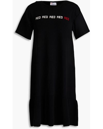 RED Valentino Jacquard-trimmed Stretch-knit Mini Dress - Black