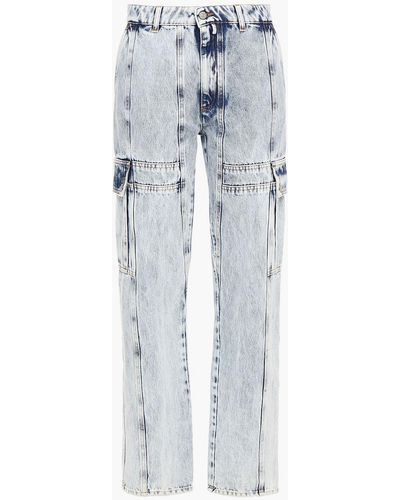 MM6 by Maison Martin Margiela Panelled Distressed High-rise Straight-leg Jeans - Blue