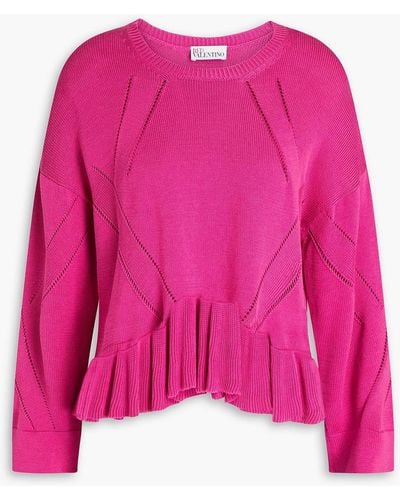 RED Valentino Ruffled Cotton Jumper - Pink