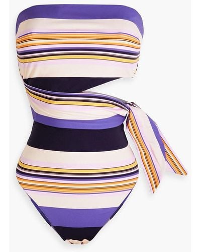 Zimmermann Cutout Striped Bandeau Swimsuit - White