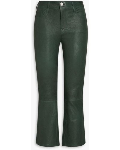 FRAME Le Crop Mini Boot Cropped Stretch-leather Bootcut Pants - Green