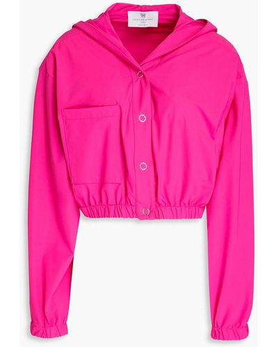 Heroine Sport Neon Cropped Tech-jersey Hooded Jacket - Pink
