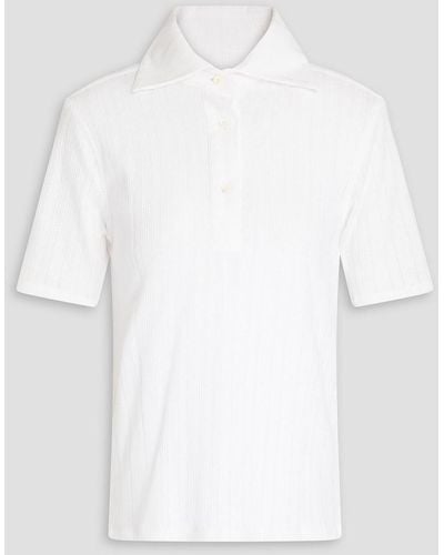 Giuliva Heritage Ribbed Pointelle-knit Cotton Polo Shirt - White
