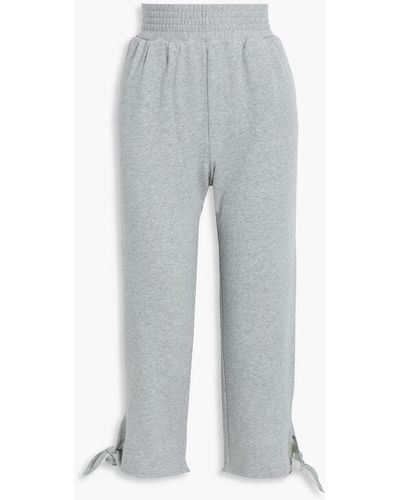 Cinq À Sept Liana Bow-embellished French Cotton-blend Terry Track Pants - Gray