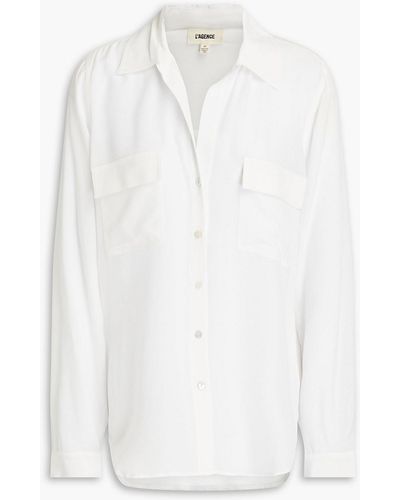 L'Agence Margaret Silk Crepe De Chine Shirt - White