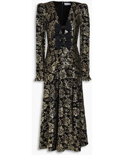 Rebecca Vallance Bow-detailed Metallic Lace Midi Dress - Black