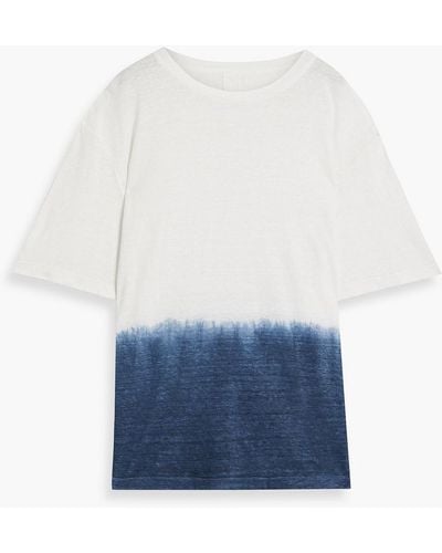 120% Lino Dip-dyed Linen-jersey T-shirt - Blue