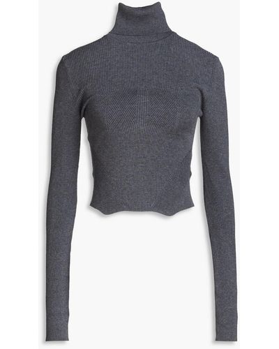 REMAIN Birger Christensen Olga Ribbed-knit Turtleneck Sweater - Blue