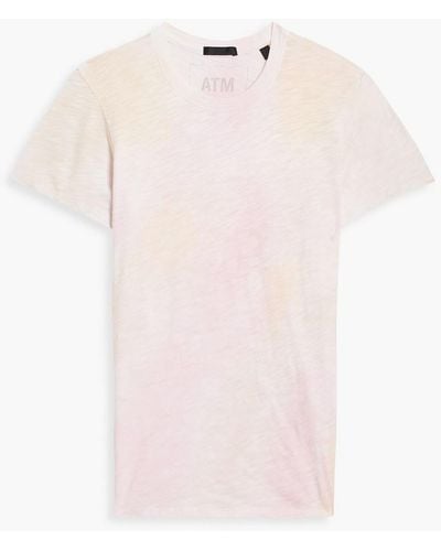 ATM T-shirt aus baumwoll-jersey mit flammgarneffekt und batikmuster - Pink
