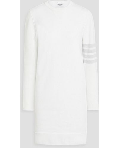 Thom Browne Knit-paneled French Cotton-terry Mini Dress - White