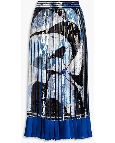 Emilio Pucci Pleated embellished georgette midi skirt - Blau