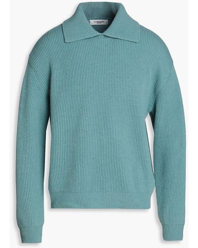 LE17SEPTEMBRE Ribbed Wool And Cashmere-blend Polo Jumper - Blue