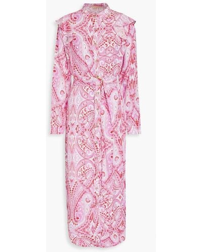 Melissa Odabash Freedom Floral-print Mousseline Midi Shirt Dress - Pink